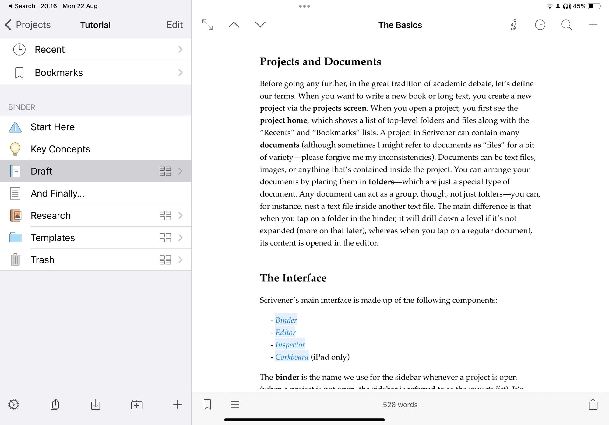 Scrivener on the iPad